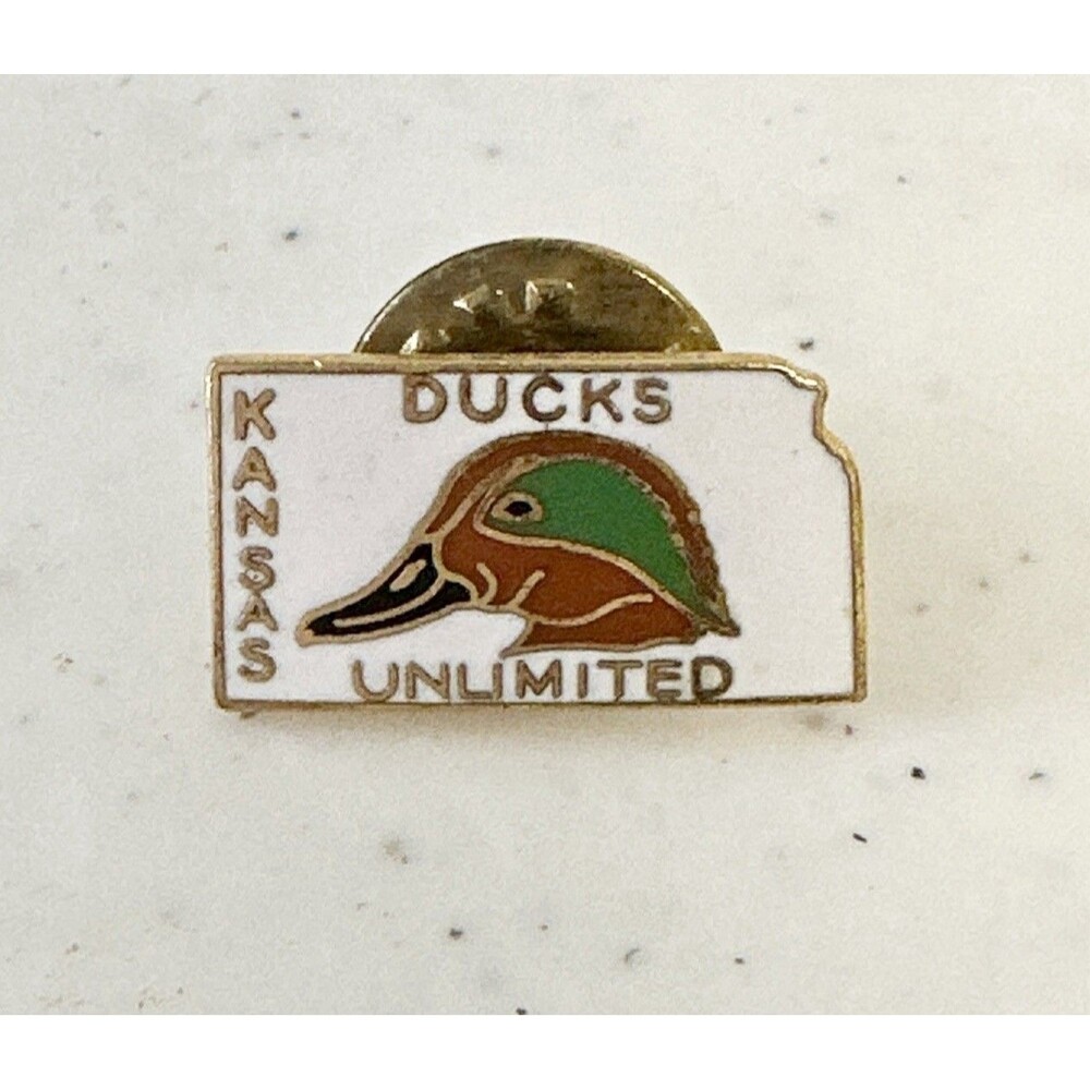 Kansas Shape Of State Ducks Unlimited Hat‎ Vest Pin